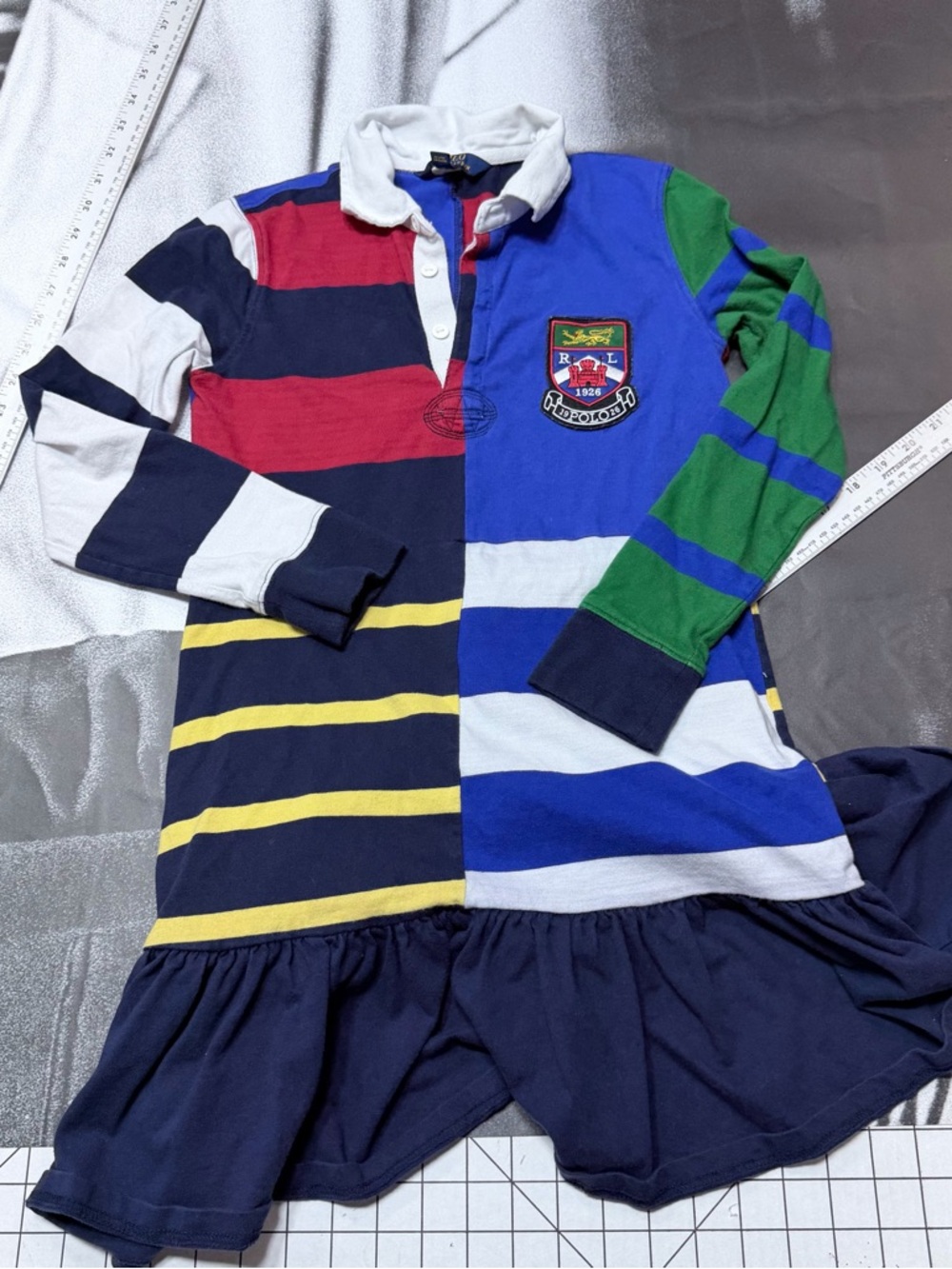 Polo Ralph Lauren Girl’s Sz XL Striped Cotton Rugby Dress A50 - Picture 2 of 8